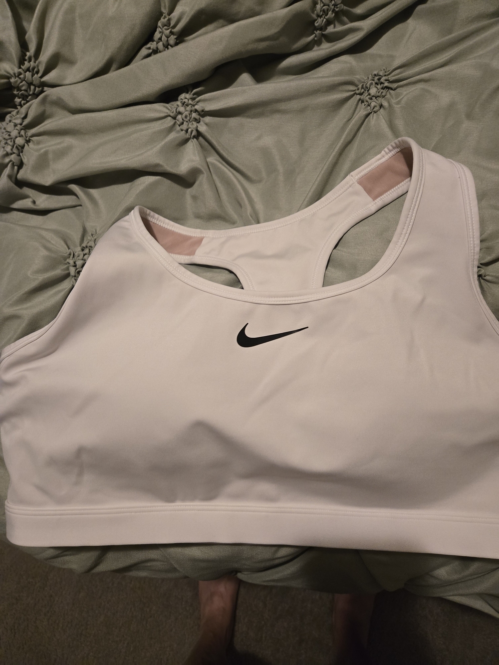 Nike White Racerback Compression Sports Bra